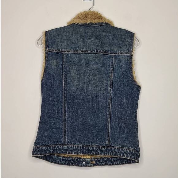 Gap faux fur lined denim vest - small - Picture 4 of 4